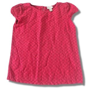 LOFT Eyelet Lace Cap Sleeve Top | Berry Red | 80% Cotton | Size XS